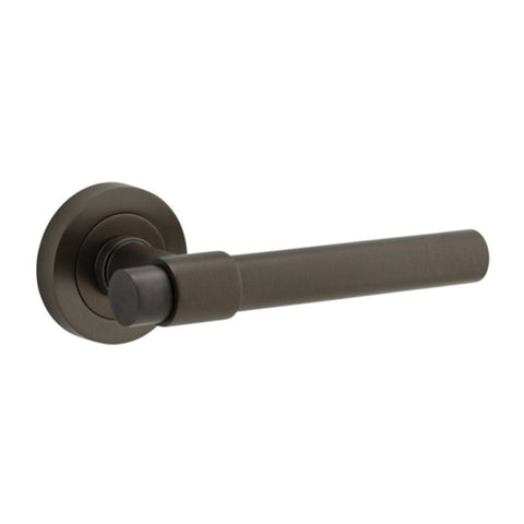 IVER Helsinki Door Lever Handle On Round Rose | Passage Lever Set Only | 7 Finishes - Signature Brass