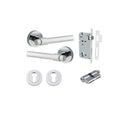 IVER Helsinki Door Lever Handle On Round Rose | Entrance Kit (Key/Key) | 7 Finishes - Polished Chrome
