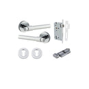 IVER Helsinki Door Lever Handle On Round Rose | Entrance Kit (Key/Thumb) | 7 Finishes - Polished Chrome