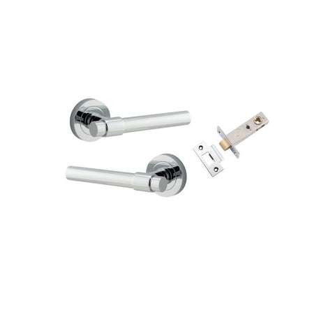 IVER Helsinki Door Lever Handle On Round Rose | Passage Kit | 7 Finishes - Polished Chrome