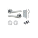 IVER Helsinki Door Lever Handle On Round Rose | Entrance Kit (Key/Key) | 7 Finishes - Brushed Chrome