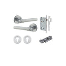 IVER Helsinki Door Lever Handle On Round Rose | Entrance Kit (Key/Thumb) | 7 Finishes - Brushed Chrome