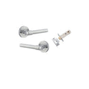 IVER Helsinki Door Lever Handle On Round Rose | Inbuilt Privacy Kit | 7 Finishes - Brushed Chrome