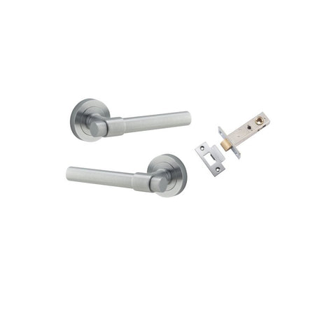 IVER Helsinki Door Lever Handle On Round Rose | Passage Kit | 7 Finishes - Brushed Chrome