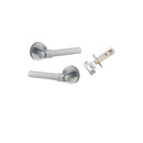 IVER Helsinki Door Lever Handle On Round Rose | Passage Kit | 7 Finishes - Brushed Chrome