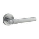IVER Helsinki Door Lever Handle On Round Rose | Passage Lever Set Only | 7 Finishes - Brushed Chrome
