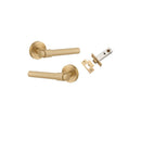 IVER Helsinki Door Lever Handle On Round Rose | Passage Kit | 7 Finishes - Brushed Brass
