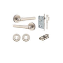 IVER Helsinki Door Lever Handle On Round Rose | Entrance Kit (Key/Key) | 7 Finishes - Satin Nickel