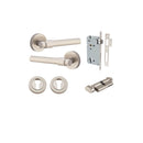 IVER Helsinki Door Lever Handle On Round Rose | Entrance Kit (Key/Thumb) | 7 Finishes - Satin Nickel