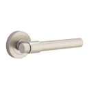 IVER Helsinki Door Lever Handle On Round Rose | Passage Lever Set Only | 7 Finishes - Satin Nickel