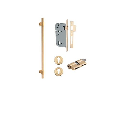 IVER Helsinki Door Pull Handle | 450mm Entrance Kit (Key/Key) - Brushed Brass