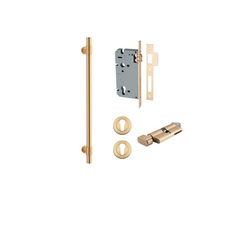 IVER Helsinki Door Pull Handle | 450mm Entrance Kit (Key/Thumb) - Brushed Brass