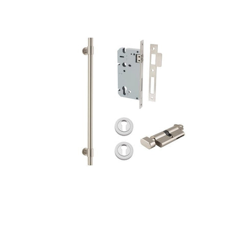 IVER Helsinki Door Pull Handle | 450mm Entrance Kit (Key/Thumb) - Satin Nickel