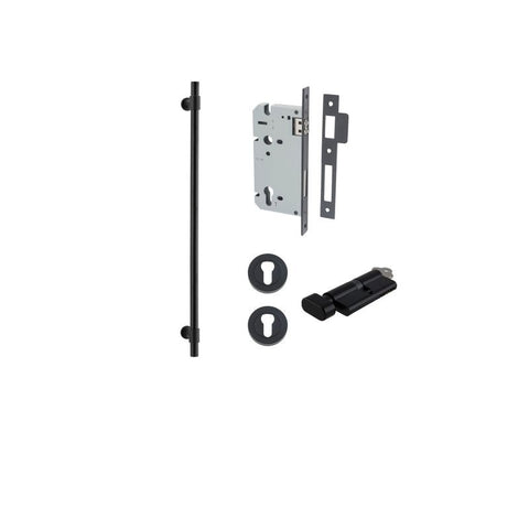 IVER Helsinki Door Pull Handle | 600mm Entrance Kit (Key/Thumb) - Matt Black
