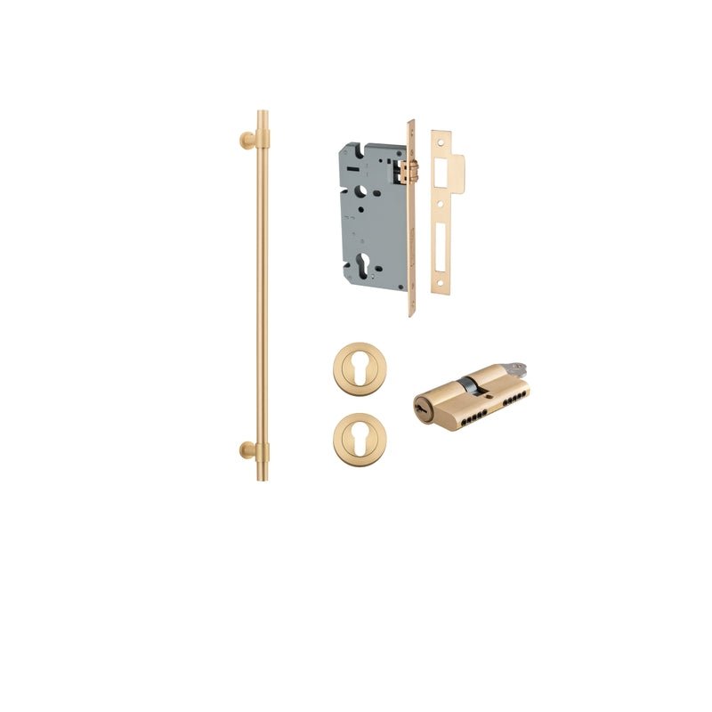 IVER Helsinki Door Pull Handle | 600mm Entrance Kit (Key/Key) - Brushed Brass