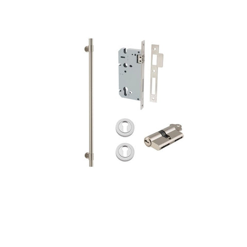 IVER Helsinki Door Pull Handle | 600mm Entrance Kit (Key/Key) - Satin Nickel