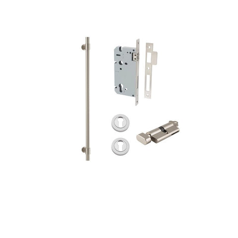 IVER Helsinki Door Pull Handle | 600mm Entrance Kit (Key/Thumb) - Satin Nickel