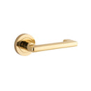 Iver Baltimore Return Solid Brass Door Lever Handle On Round Rose | Lever Set Only - Polished Brass
