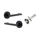 Iver Baltimore Return Solid Brass Door Lever Handle On Round Rose | Inbuilt Privacy Kit - Matt Black