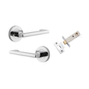 Iver Baltimore Return Solid Brass Door Lever Handle On Round Rose | Inbuilt Privacy Kit - Polished Chrome