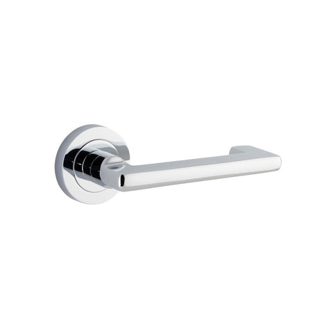 Iver Baltimore Return Solid Brass Door Lever Handle On Round Rose | Lever Set Only - Polished Chrome