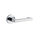 Iver Baltimore Return Solid Brass Door Lever Handle On Round Rose | Lever Set Only - Polished Chrome