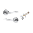Iver Baltimore Return Solid Brass Door Lever Handle On Round Rose | Inbuilt Privacy Kit - Brushed Chrome