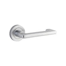 Iver Baltimore Return Solid Brass Door Lever Handle On Round Rose | Lever Set Only - Brushed Chrome