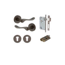 IVER Stirling Door Lever Handle On Round Rose | Entrance Kit (Key/Key) | 8 Finishes - Signature Brass