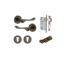 IVER Stirling Door Lever Handle On Round Rose | Entrance Kit (Key/Thumb) | 8 Finishes - Signature Brass