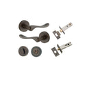 IVER Stirling Door Lever Handle On Round Rose | Separate Privacy Kit | 8 Finishes - Signature Brass