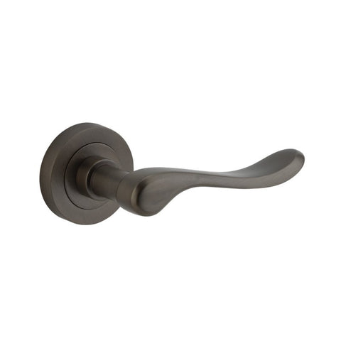 IVER Stirling Door Lever Handle On Round Rose | Passage Lever Set Only | 8 Finishes - Signature Brass