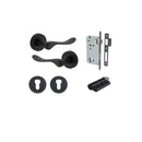 IVER Stirling Door Lever Handle On Round Rose | Entrance Kit (Key/Key) | 8 Finishes - Matt Black