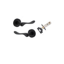 IVER Stirling Door Lever Handle On Round Rose | Passage Kit | 8 Finishes - Matt Black