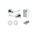 IVER Stirling Door Lever Handle On Round Rose | Entrance Kit (Key/Key) | 8 Finishes - Polished Chrome
