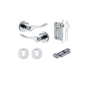 IVER Stirling Door Lever Handle On Round Rose | Entrance Kit (Key/Thumb) | 8 Finishes - Polished Chrome