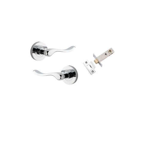IVER Stirling Door Lever Handle On Round Rose | Inbuilt Privacy Kit | 8 Finishes - Polished Chrome