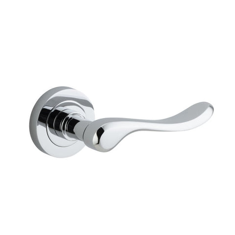 IVER Stirling Door Lever Handle On Round Rose | Passage Lever Set Only | 8 Finishes - Polished Chrome