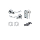 IVER Stirling Door Lever Handle On Round Rose | Entrance Kit (Key/Thumb) | 8 Finishes - Brushed Chrome