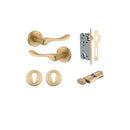 IVER Stirling Door Lever Handle On Round Rose | Entrance Kit (Key/Thumb) | 8 Finishes - Brushed Brass