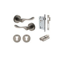 IVER Stirling Door Lever Handle On Round Rose | Entrance Kit (Key/Key) | 8 Finishes - Distressed Nickel