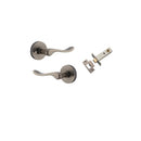 IVER Stirling Door Lever Handle On Round Rose | Inbuilt Privacy Kit | 8 Finishes - Distressed Nickel