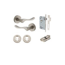 IVER Stirling Door Lever Handle On Round Rose | Entrance Kit (Key/Key) | 8 Finishes - Satin Nickel