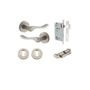 IVER Stirling Door Lever Handle On Round Rose | Entrance Kit (Key/Thumb) | 8 Finishes - Satin Nickel