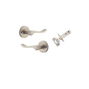 IVER Stirling Door Lever Handle On Round Rose | Inbuilt Privacy Kit | 8 Finishes - Satin Nickel