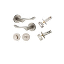 IVER Stirling Door Lever Handle On Round Rose | Separate Privacy Kit | 8 Finishes - Satin Nickel