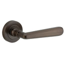 IVER Copenhagen Door Lever Handle On Round Rose | Passage Lever Set Only | 7 Finishes - Signature Brass