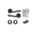 IVER Copenhagen Door Lever Handle On Round Rose | Entrance Kit (Key/Key) | 7 Finishes - Signature Brass