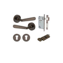 IVER Copenhagen Door Lever Handle On Round Rose | Entrance Kit (Key/Thumb) | 7 Finishes - Signature Brass