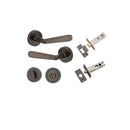 IVER Copenhagen Door Lever Handle On Round Rose | Separate Privacy Kit | 7 Finishes - Signature Brass